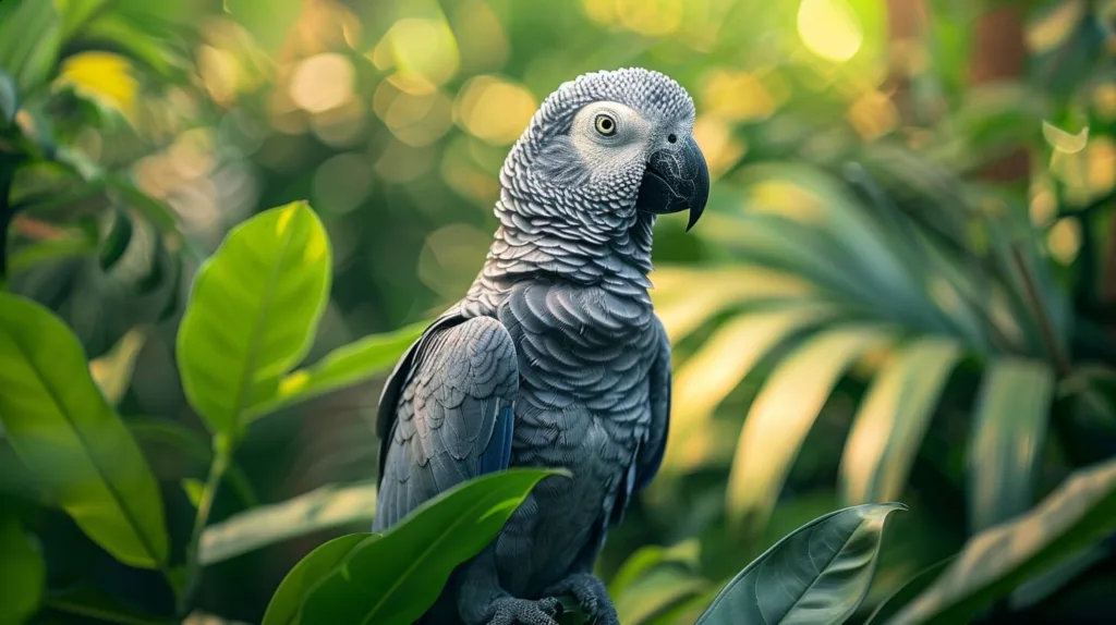 A Solemn Grey Parrot Stands Guard in the Heart of the Bird Park