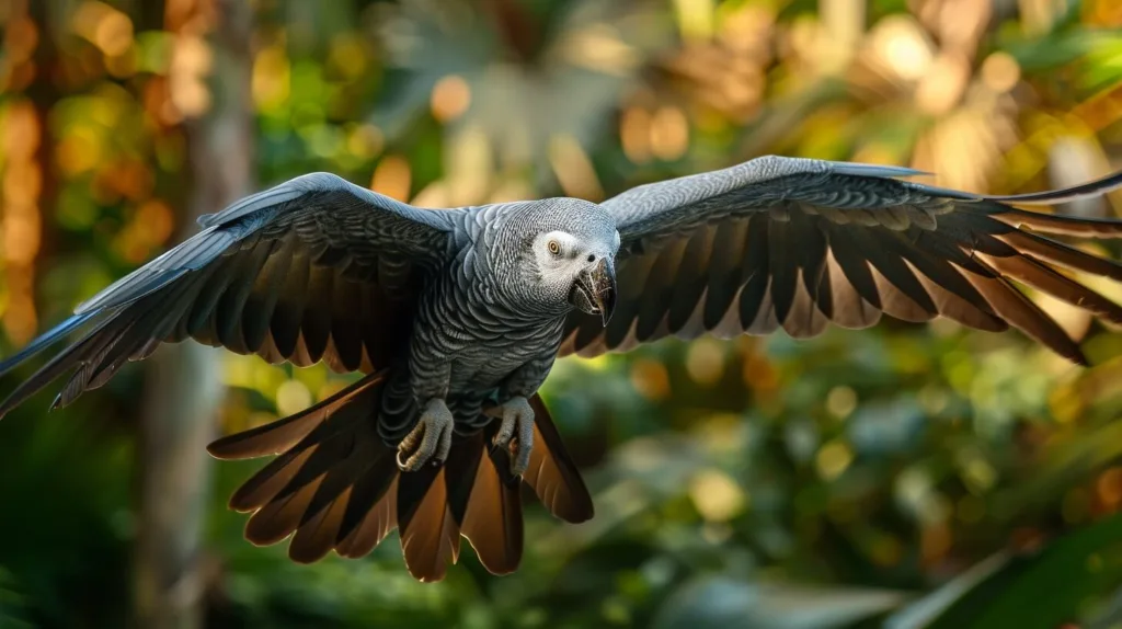 The Majestic Flight of a Timneh African Grey Parrot